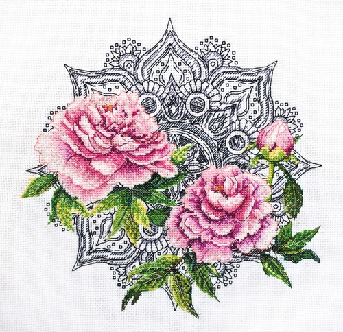 Kit punto croce contato - , peonie